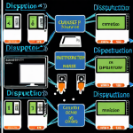 **Image of Network Disruption Causes**: Create an illustration showing different causes of network disruptions. Include visuals for hardware failure (like a broken network card), software bugs (depicting a computer with error messages), and human errors (showing a person making a configuration mistake).